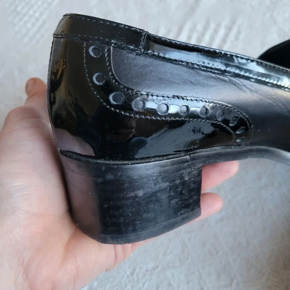 𝅺AMALFI BY RANGONI Black  Low Heel Leather Slip On Loafer - Picture 12 of 13